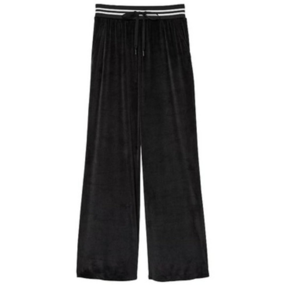 VICTORIA'S SECRET Black/White Velour Velvet Ribbed Bomber Jacket SZ XL**NEW! - Picture 7 of 7